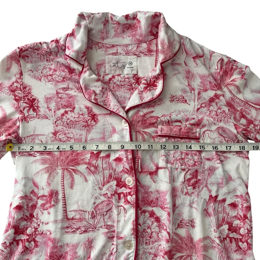 The Cat’s Pajamas Palm Grove Toile Pink Pima Knit Pajama Set Size M Vacationcore - Picture 5 of 15